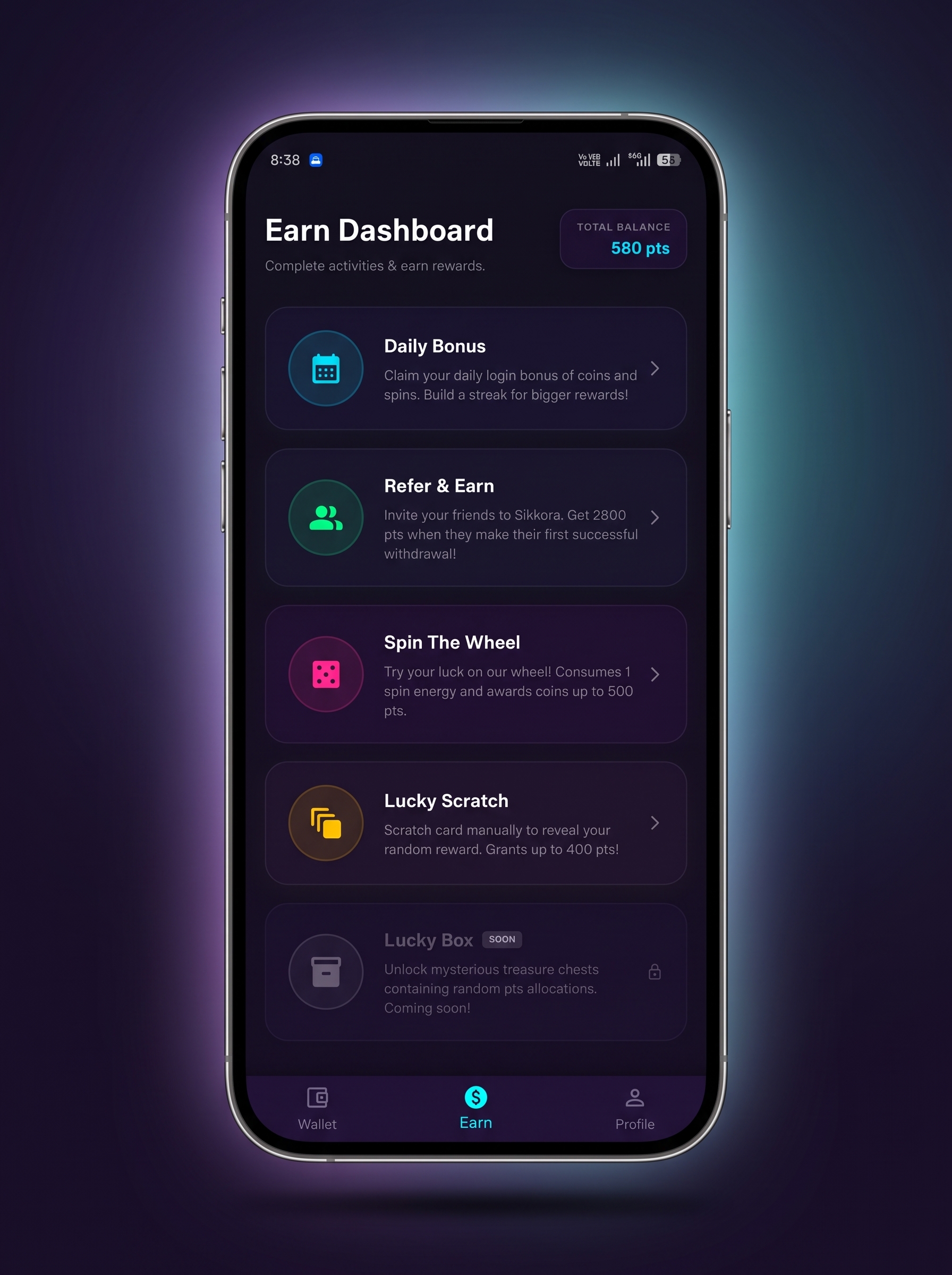 Sikkora Earn Coins Tasks