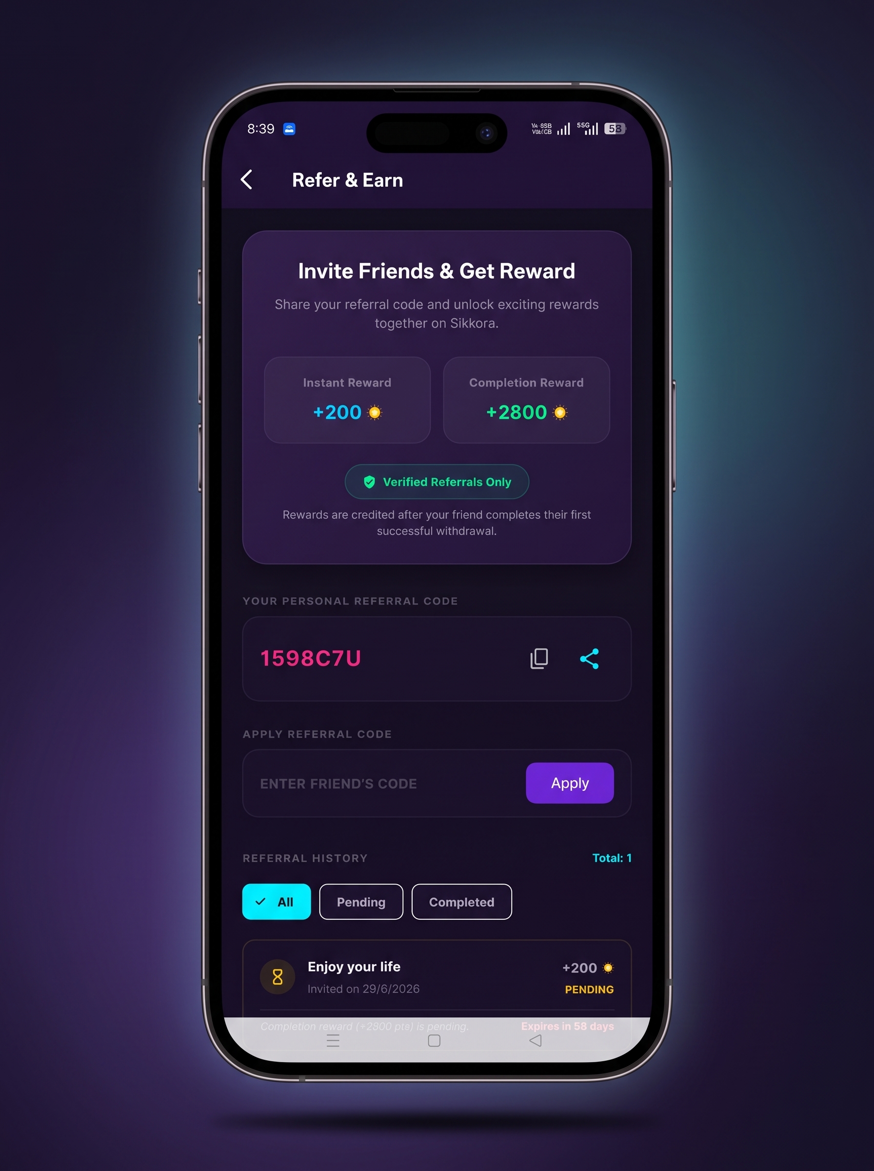 Sikkora Refer and Earn Coins